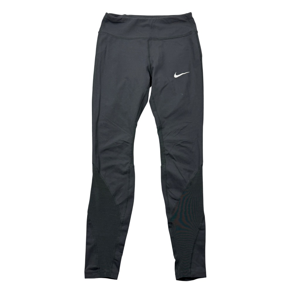 Nike Dri-FIT Women Small Running Leggings Black Mesh Panel Reflective Active Gym